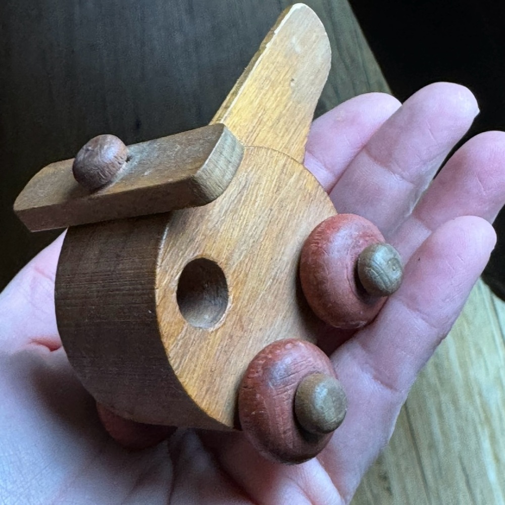 Vintage The Montgomery Schoolhouse Inc Vermont Wooden Toy Helicopter with Wheels